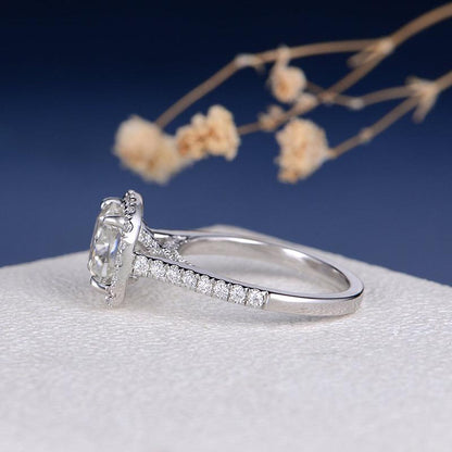 925 Sterling Silver Cushion Cut CZ Classic Halo Ring 3