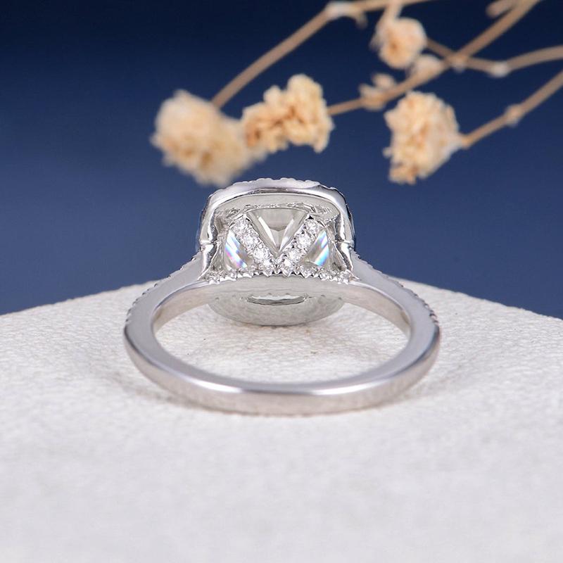 925 Sterling Silver Cushion Cut CZ Classic Halo Ring 4