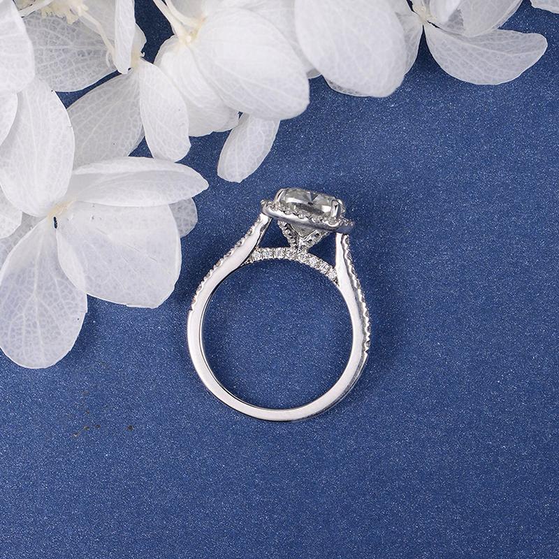 925 Sterling Silver Cushion Cut CZ Classic Halo Ring 5