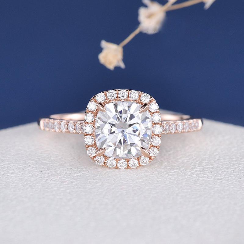 925 Sterling Silver Cushion Cut CZ Classic Halo Ring 2