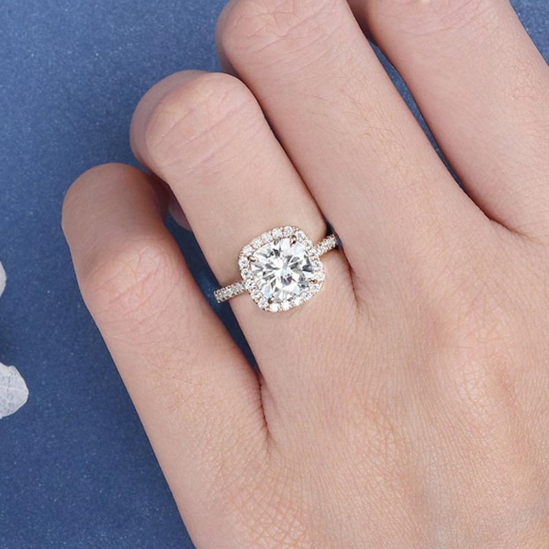 925 Sterling Silver Cushion Cut CZ Classic Halo Ring 7