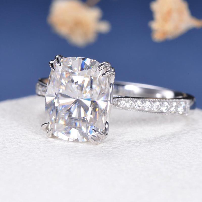 925 Sterling Silver Cushion Cut 4ct CZ Classic Ring 4