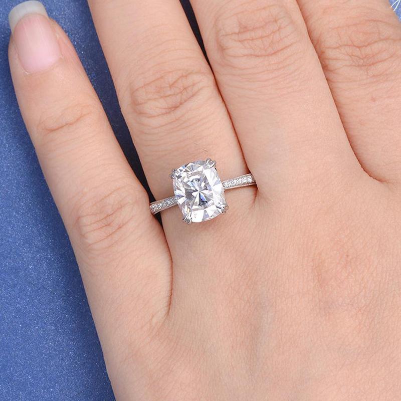 925 Sterling Silver Cushion Cut 4ct CZ Classic Ring 7