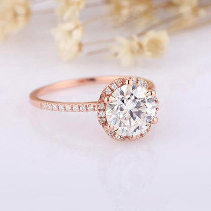 925 Sterling Silver Round Cut CZ Halo Ring For Women 2