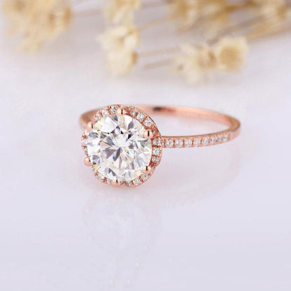 925 Sterling Silver Round Cut CZ Halo Ring For Women 3