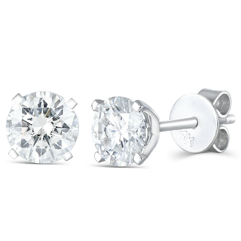 925 Sterling Silver Round Cut Cubic Zirconia Simple Stud Earrings 1