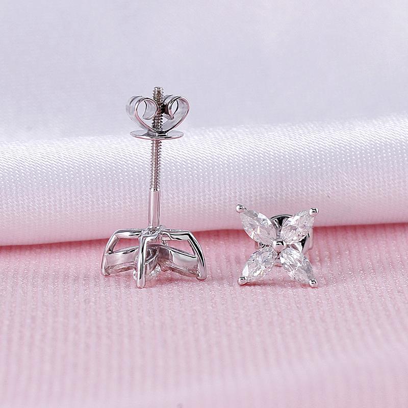 925 Sterling Silver Marquise Cut Cubic Zirconia Flower Shape Earring 5