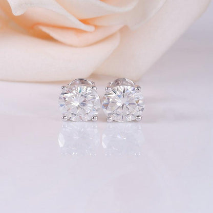 925 Sterling Silver Round Cut Cubic Zirconia Stud Earrings 4