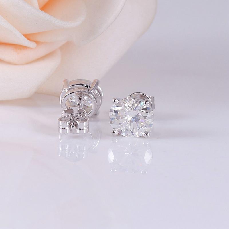 925 Sterling Silver Round Cut Cubic Zirconia Stud Earrings 3