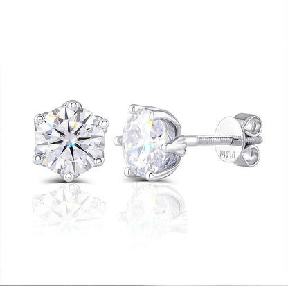 925 Sterling Silver Round Cut Cubic Zirconia Lotus Shaped Stud Earrings 1