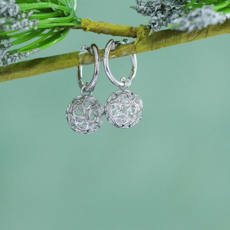 925 Sterling Silver Round Cut Cubic Zirconia Heart Shaped Earrings 4