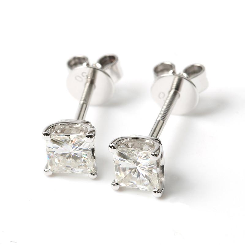 925 Sterling Silver Princess Cut Cubic Zirconia Simple Earrings 2