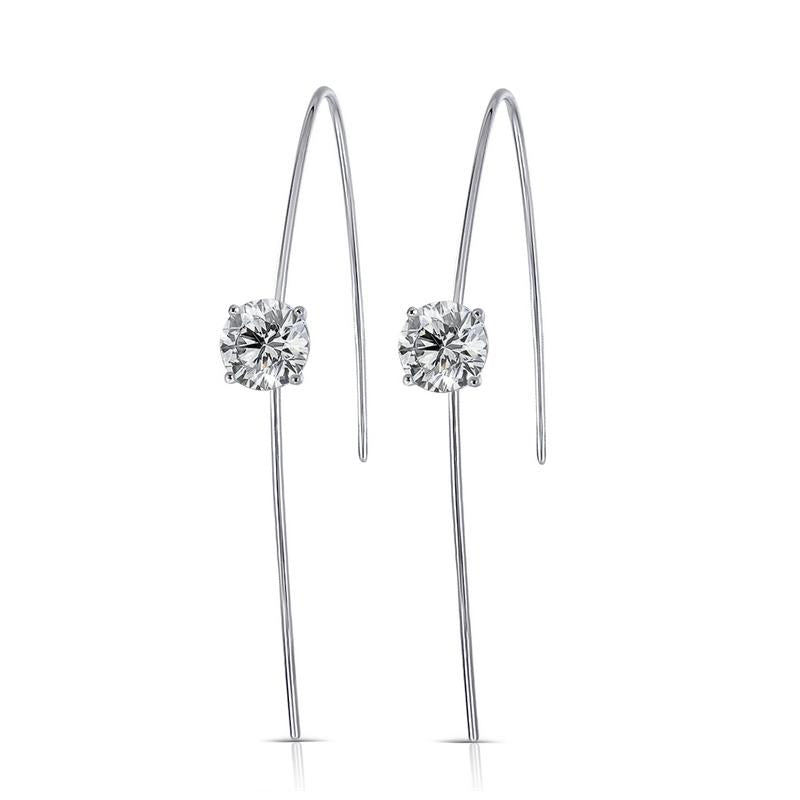 925 Sterling Silver Round Cubic Zirconia Curved Hoop Earrings 1