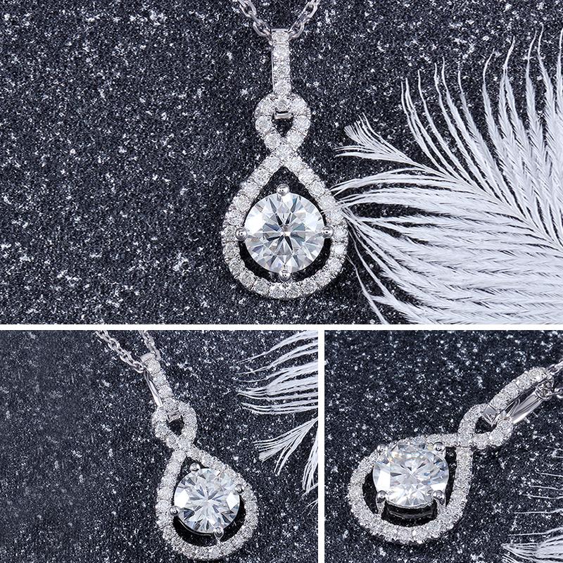 925 Sterling Silver Round Cut CZ Number "8“ Halo Pendant Necklace 3