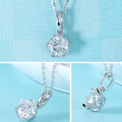 925 Sterling Silver Round Cut CZ Classic Pendant Necklace 2