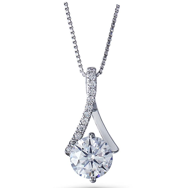 925 Sterling Silver Round Cut CZ Fashion Pendant Necklace 1