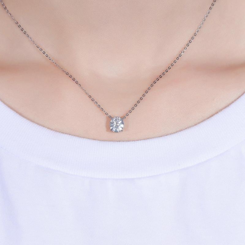 925 Sterling Silver Oval Cut CZ Simple Necklace 3