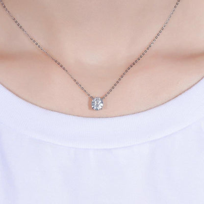 925 Sterling Silver Oval Cut CZ Simple Necklace 3