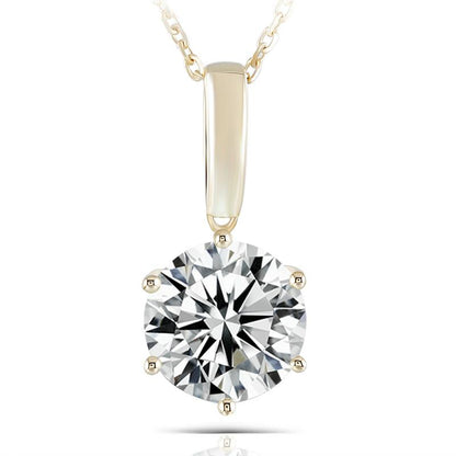 925 Sterling Silver CZ Diamond Solitaire Pendant Necklace 1