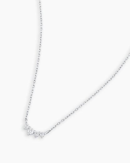 925 Sterling Silver Diamond Cluster Necklace 8