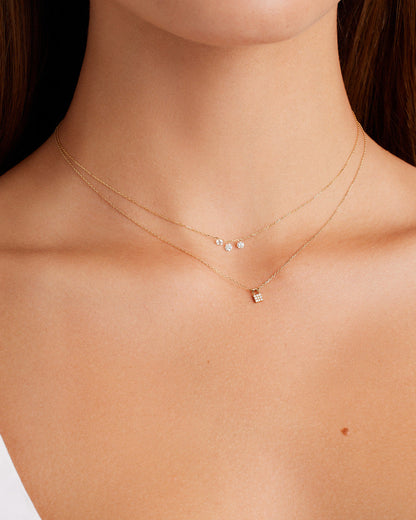 925 Sterling Silver Trio Floating Diamond Necklace 2