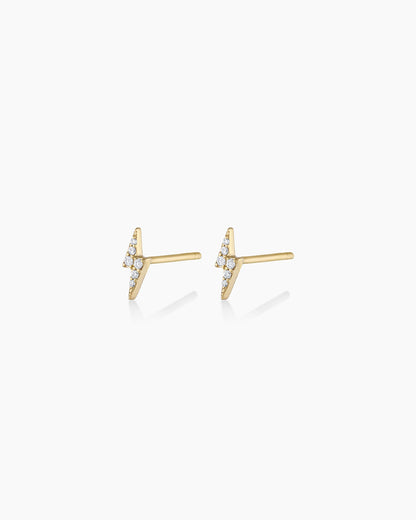 925 Sterling Silver Diamond Lightning Studs Earrings 1