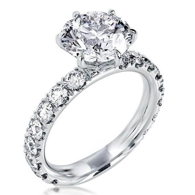 925 Sterling Silver Six Prong Round CZ Ring 2