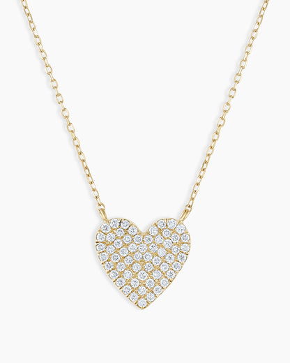 925 Sterling Silver Diamond Pavé Heart Necklace 1