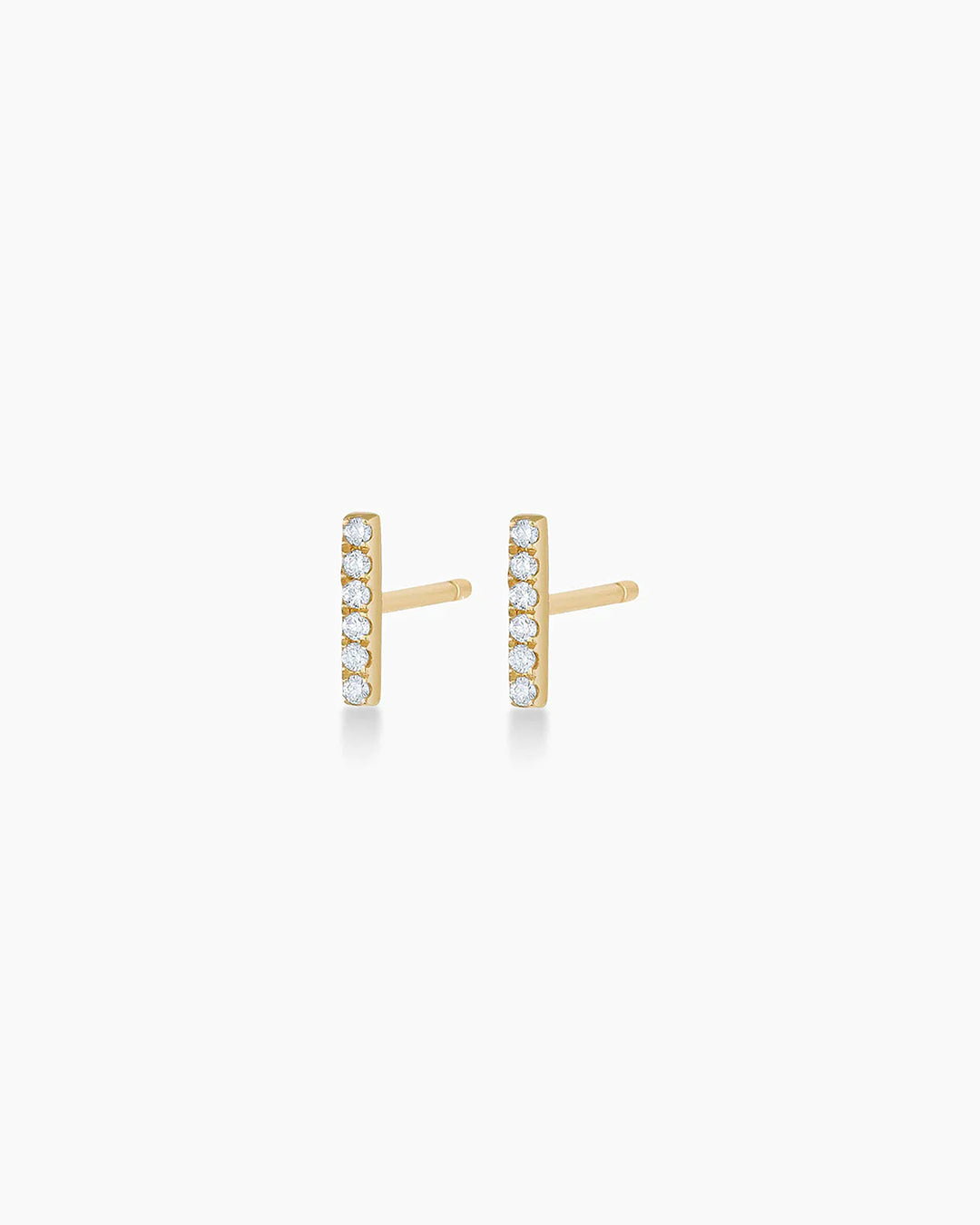 925 Sterling Silver Diamond Bar Studs Earrings 1