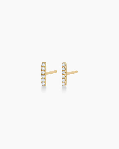 925 Sterling Silver Diamond Bar Studs Earrings 1