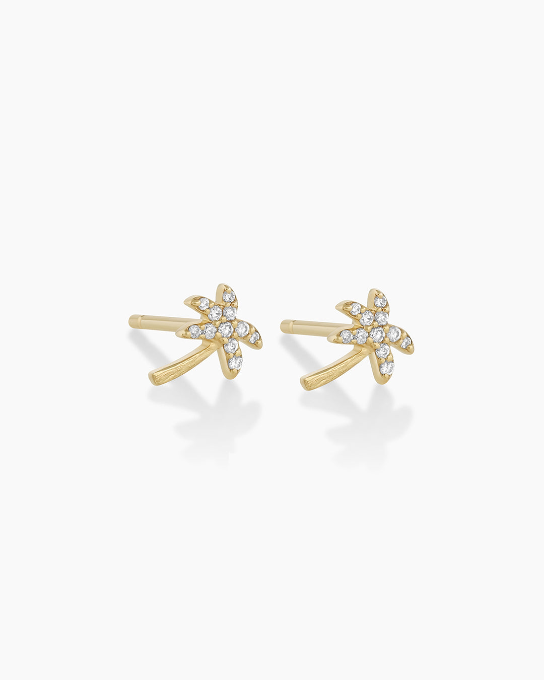 925 Sterling Silver Diamond Palm Studs Earrings 4