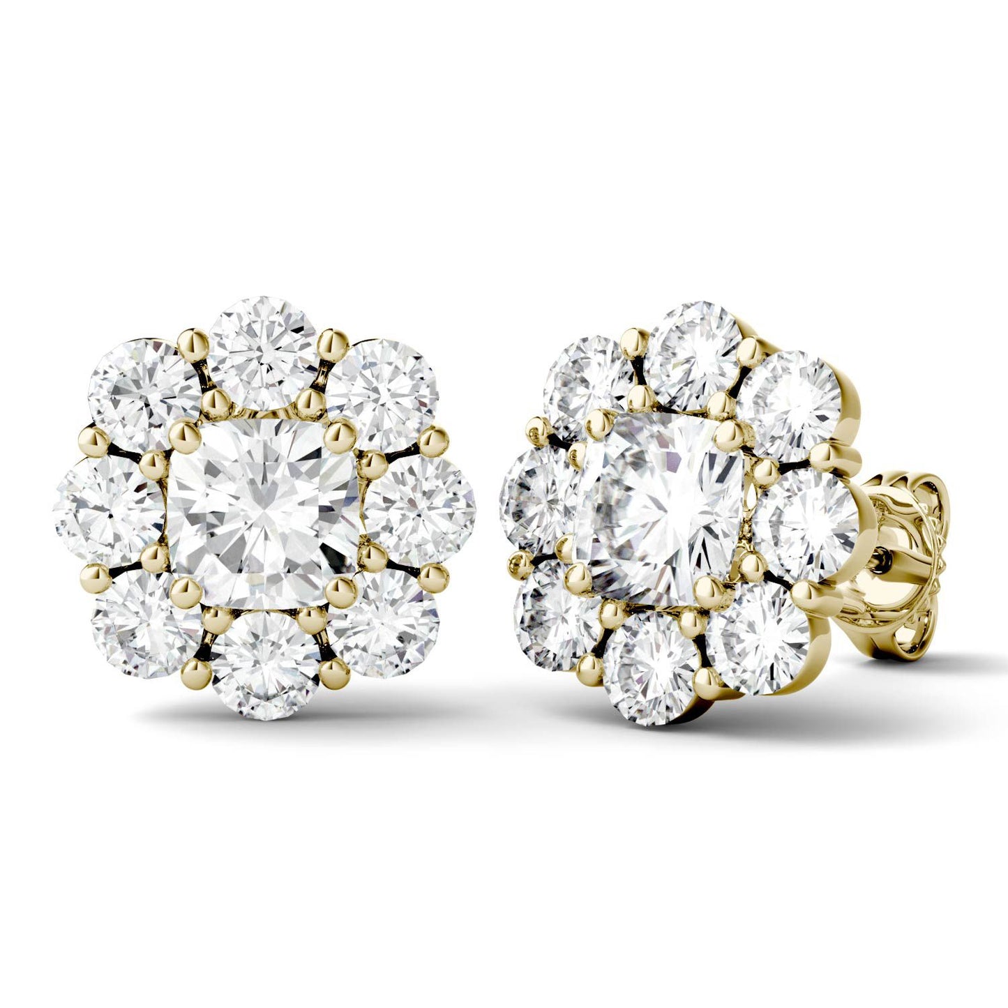 925 Sterling Silver Cushion Cubic Zirconia Halo Stud Earrings 5