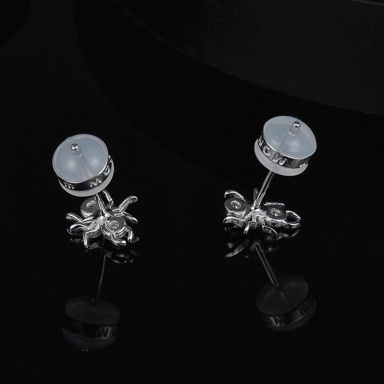 925 Sterling Silver Small Spider CZ Stud Earring 6