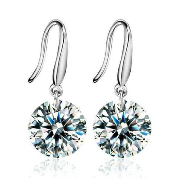 925 Sterling Silver Classic Created Cubic Zirconia Drop Earrings 1