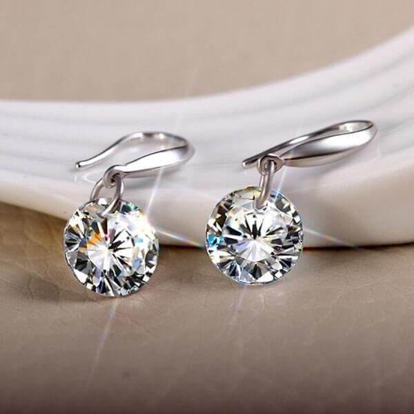 925 Sterling Silver Classic Created Cubic Zirconia Drop Earrings 2