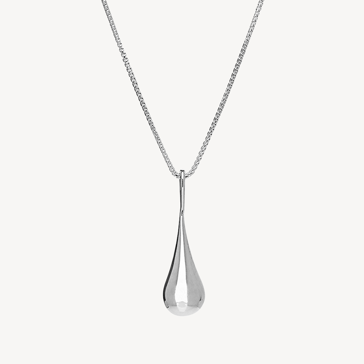 18 Inch 925 Sterling Silver  My Silent Tears Puff Teardrop Pendant Silver Necklace 1