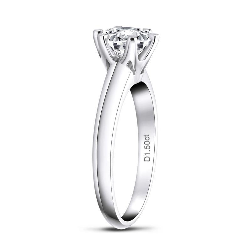 925 Sterling Silver Classic Round Cut CZ Solitaire Ring 17