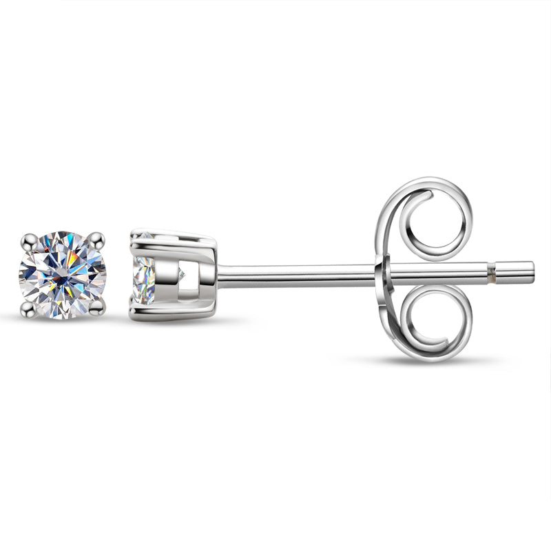 925 Sterling Silver Round Cut Cubic Zirconia Classic Stud Earrings 8