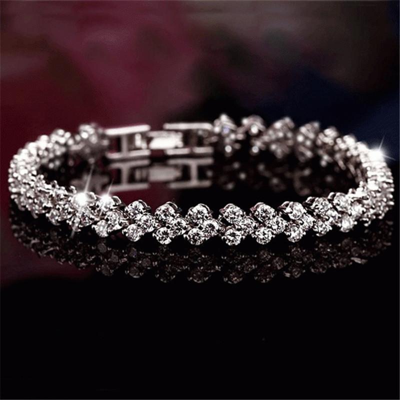 925 Sterling Silver Round Cut Created White Diamond Tennis Bracelet 2