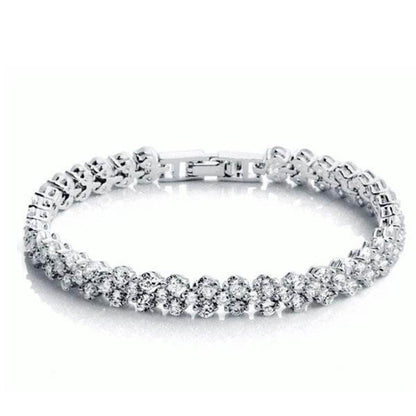 925 Sterling Silver Round Cut Created White Diamond Tennis Bracelet 1