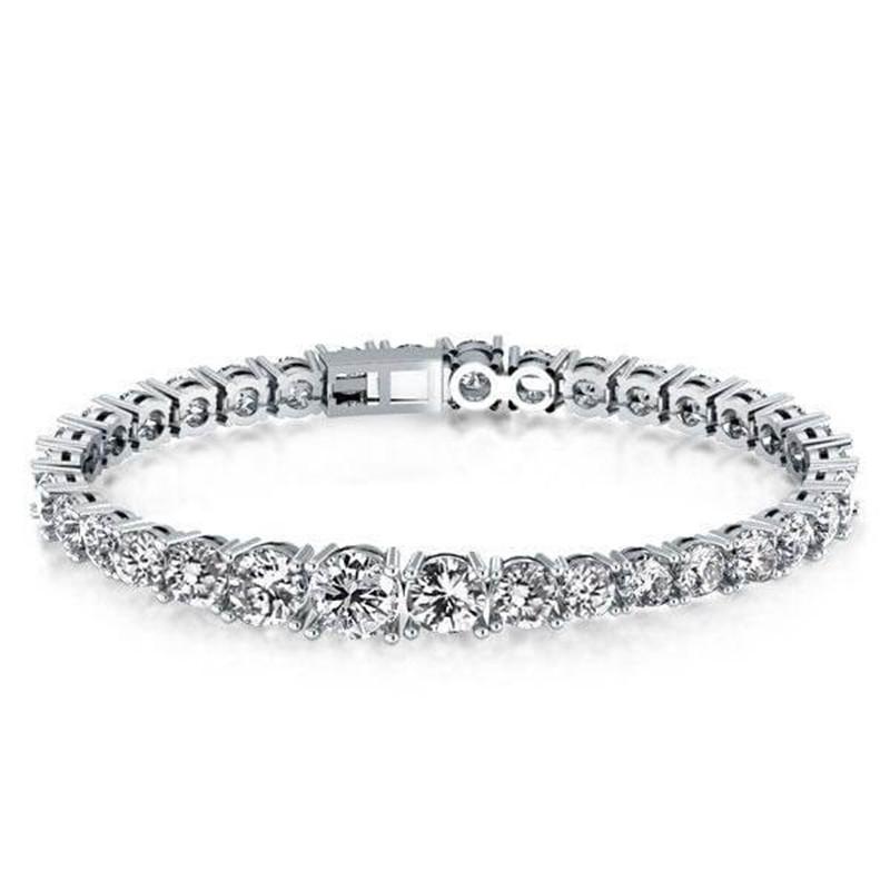 925 Sterling Silver Classic Created White Diamond Tennis Bracelet 1