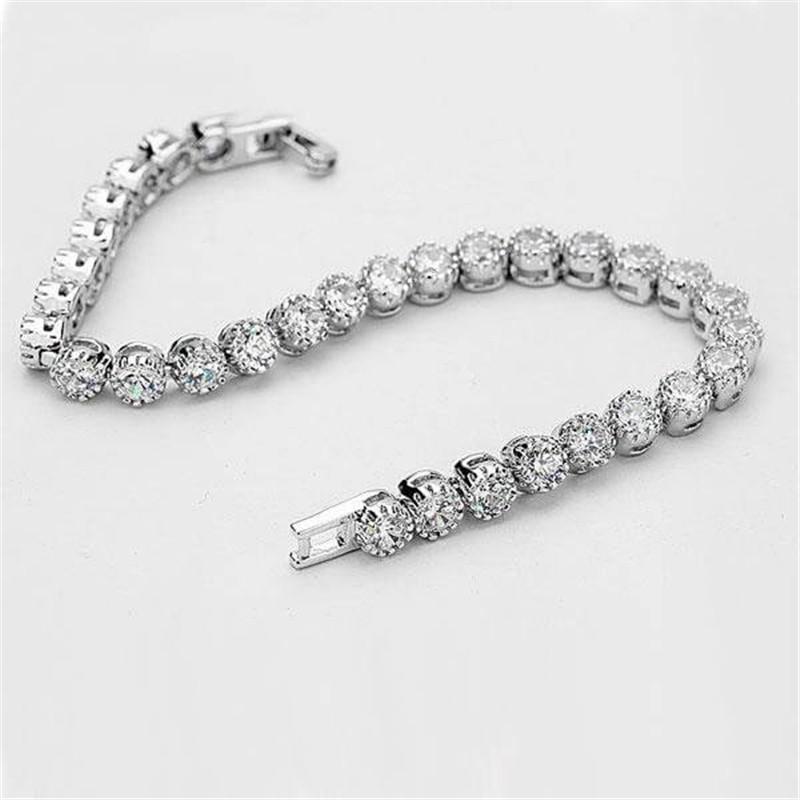 925 Sterling Silver Classic Round Cut Created White Diamond Bracelet 3