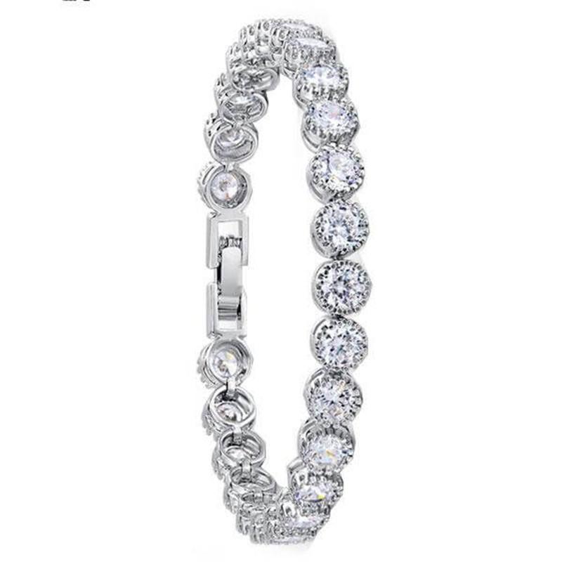 925 Sterling Silver Classic Round Cut Created White Diamond Bracelet 2