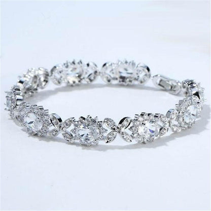 925 Sterling Silver Sunflower Design Created White Diamond Bracelet 2