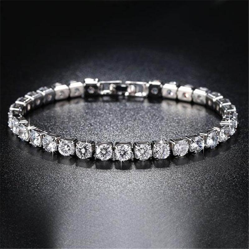 925 Sterling Silver Round Created White Diamond Tennis Bracelet 2