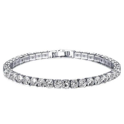 925 Sterling Silver Round Created White Diamond Tennis Bracelet 1