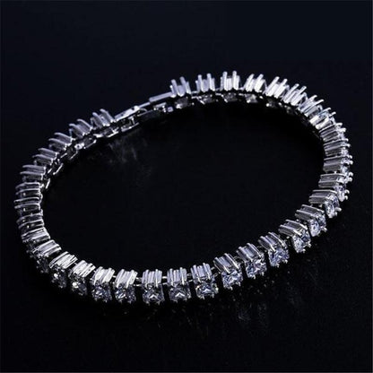 925 Sterling Silver Princess Cut Created White CZ Tennis Bracelet 2