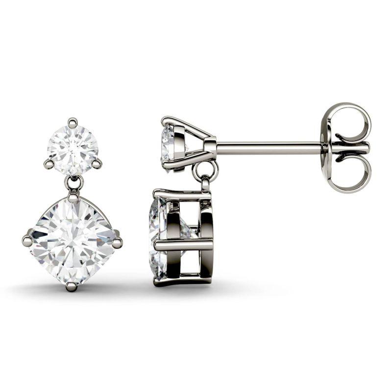 925 Sterling Sliver Cushion Cut Cubix Zirconia Drop Earrings 9