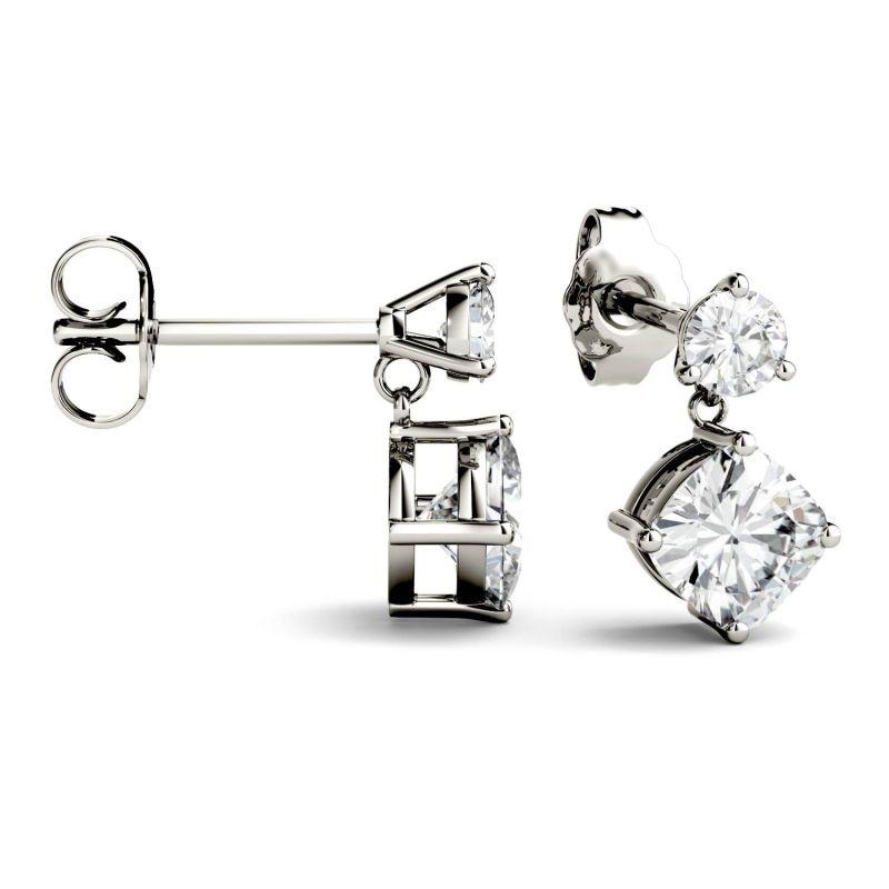 925 Sterling Sliver Cushion Cut Cubix Zirconia Drop Earrings 12