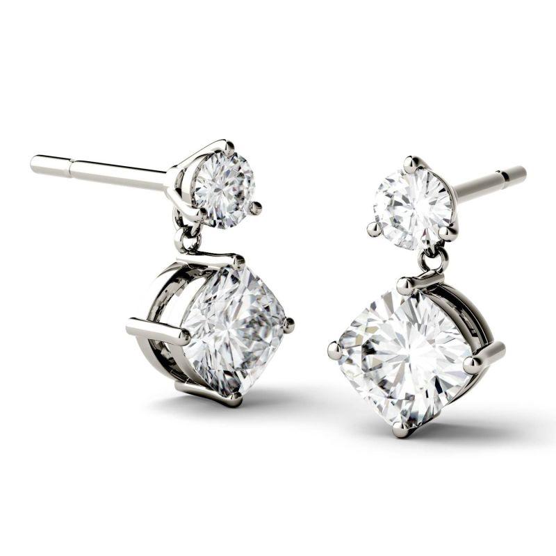 925 Sterling Sliver Cushion Cut Cubix Zirconia Drop Earrings 13